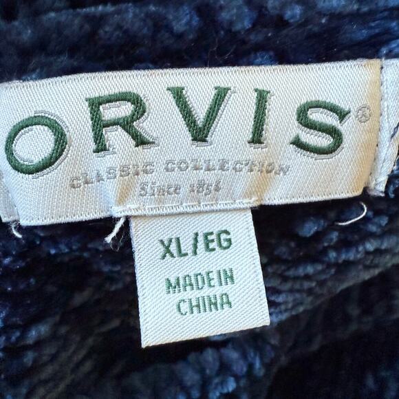 Orvis Chenille Velvet Chunky Sweater Royal Blue Women XL Cozy Rib Knit Winter - Picture 5 of 8